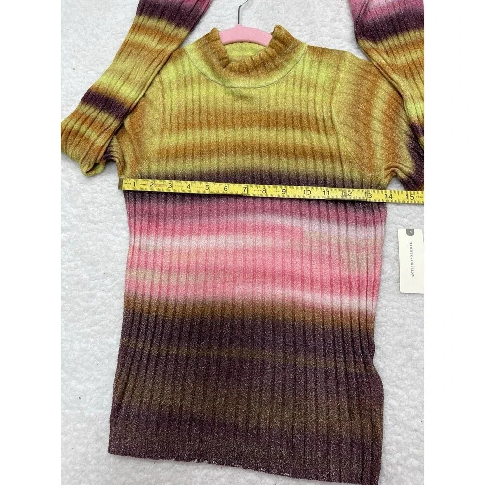 Anthropologie Pilcro Sweater Velvet Turtleneck  Pink Preppy Retro Size XS NWT